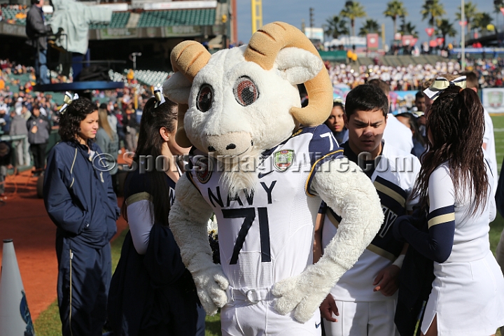 122912 Kraft SA-008.JPG - Dec 29, 2012; San Francisco, CA, USA; Navy mascot Bill the Goat during the 2012 Kraft Fighting Hunger Bowl at AT&T Park.